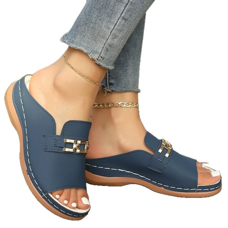 Damen Komfortable Clogs mit dekorativen Schnallen EB