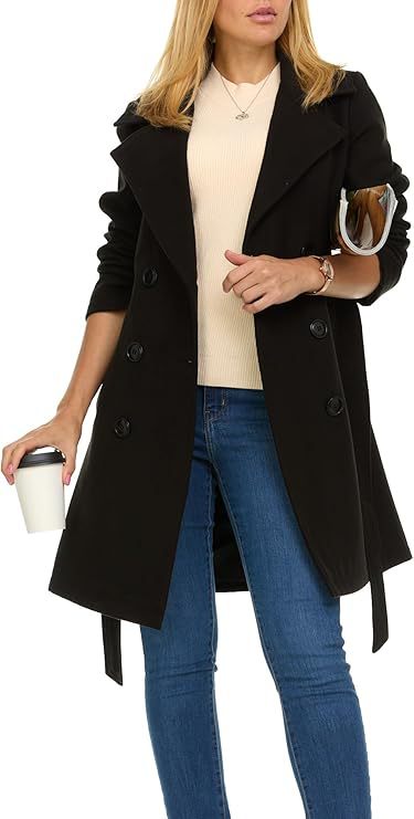 Damen Trenchcoat mit asymmetrischem Saum und breitem Kragen EB
