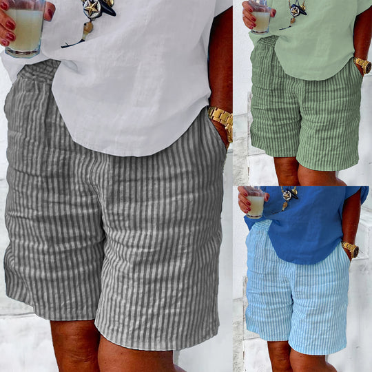 Damen Leichte Baumwollshorts mit Streifendessin EB