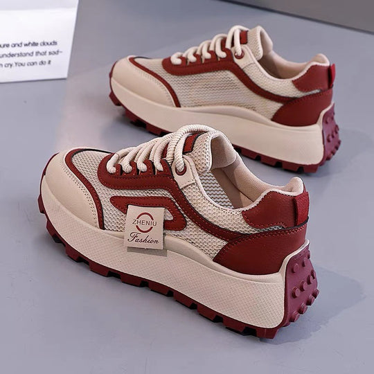 Damen Sportliche Sneakers mit hohem Plateau und atmungsaktiver Mesh-Oberfläche EB
