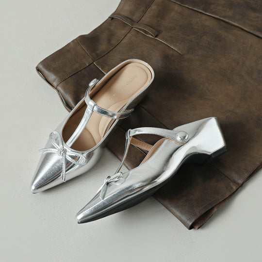 Damen Sling-Ballerinas mit eleganter Schleifen-Applikation und modischer Riemchenführung EB