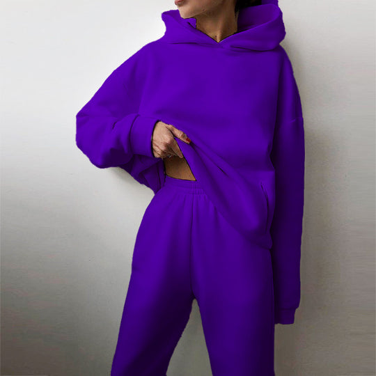 Damen modisches Oversize-Hoodie-Set mit lässigem Schnitt und elastischem Bund EB