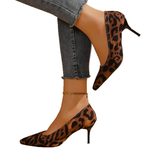 Damen spitze Wildleder-Pumps mit Leopardenmuster EB