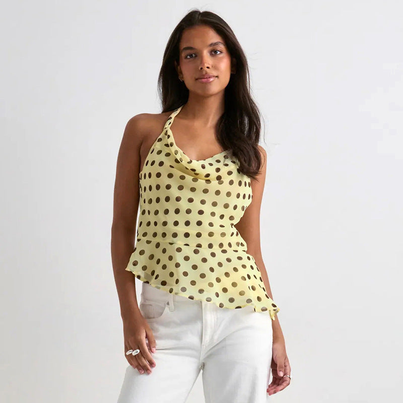 Damen elegantes Chiffon-Oberteil mit tiefem Wasserfall-Ausschnitt und taillierter Passform EB