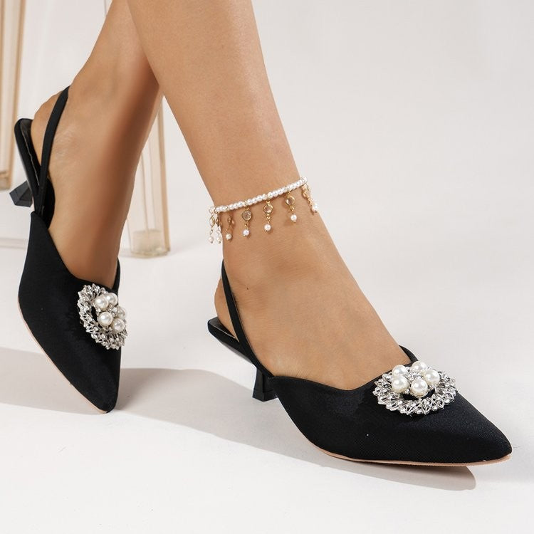 Damen Slingback-Pumps mit eleganter Perlenapplikation und modischem Schnitt EB