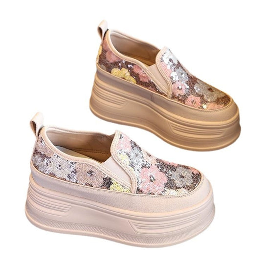 Damen Plateausneakers mit funkelnden Pailletten und elastischem Einschlupf EB