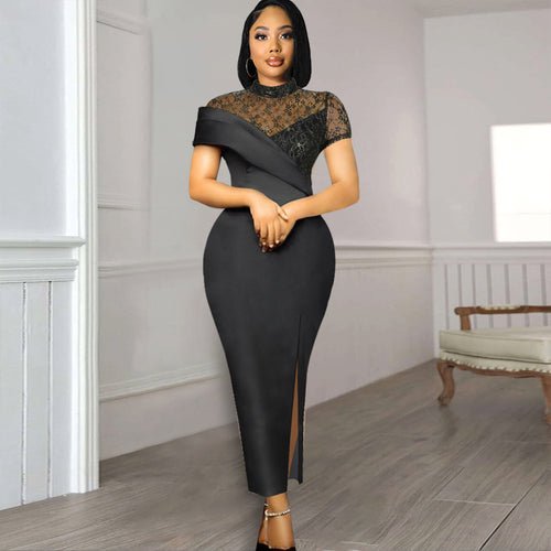 Damen Elegantes Kleid mit floralen Spitzenakzenten und figurbetontem Schnitt EB