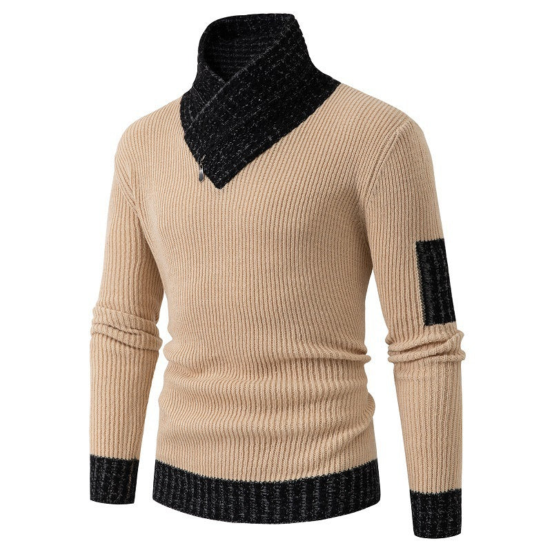 Herren Pullover mit modernem asymmetrischem Kragen und strukturiertem Design EB