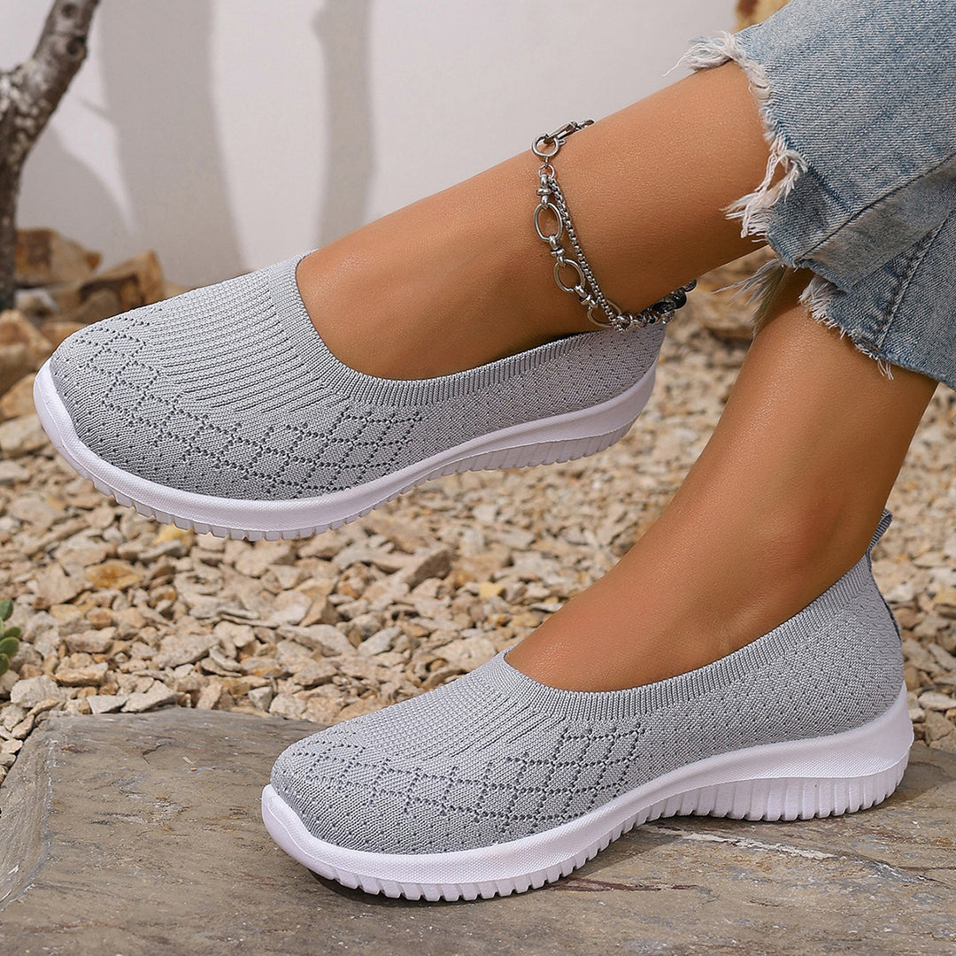 Damen Bequeme Strick-Sneaker mit elastischem Einstieg EB