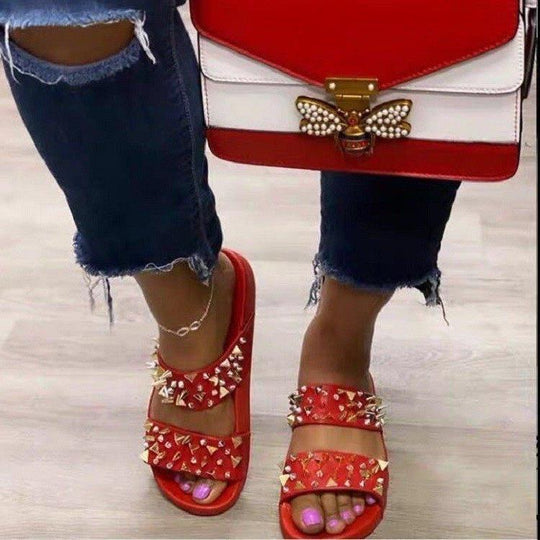 Damen Glamouröse Slides mit Nietenverzierung EB