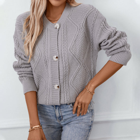 Damen Strickjacke mit dekorativer Struktur und Knöpfen EB