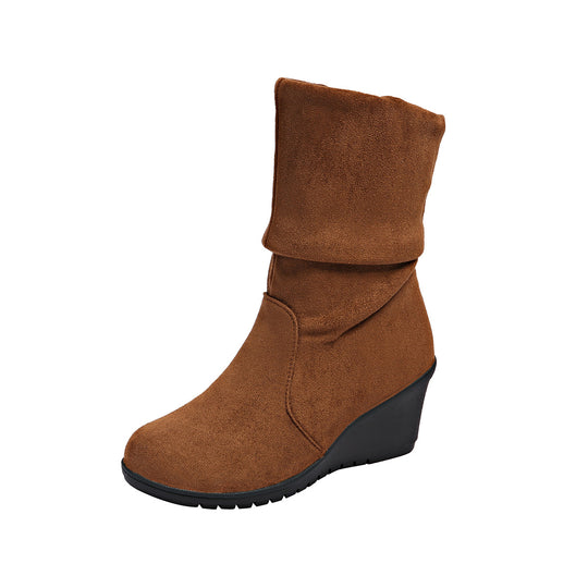 Damen Modische Wedge-Stiefeletten aus weichem Wildleder EB