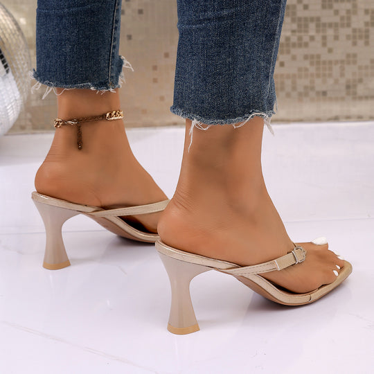 Damen elegante Absatzsandalen mit raffiniertem Riemen-Design EB