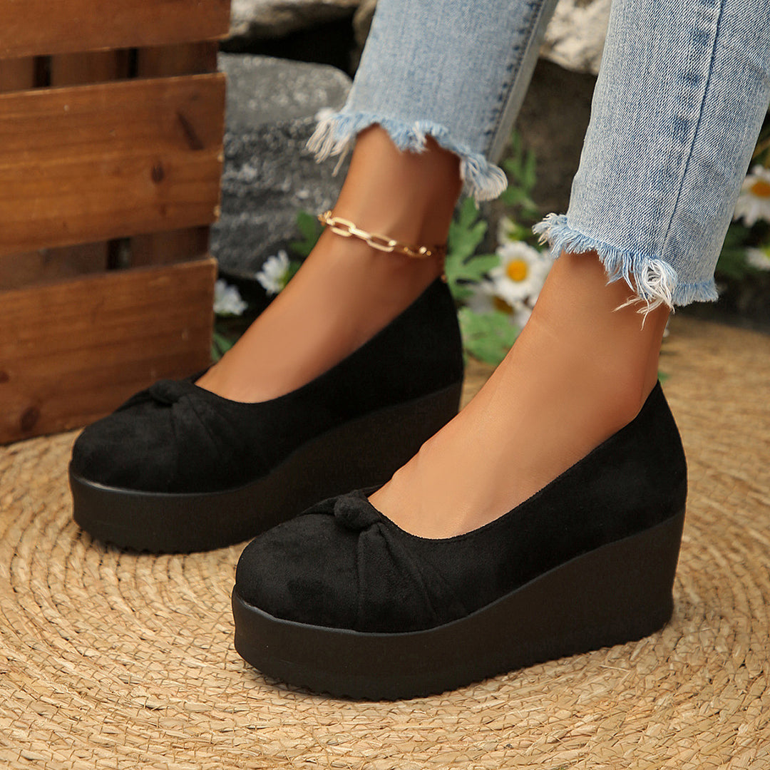 Damen Wedge-Pantoletten mit dekorativem Schleifenakzent und modischem Design EB