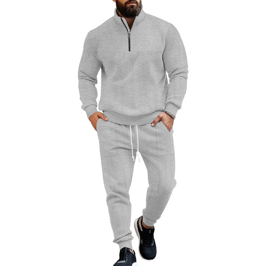 Herren nan Strukturiertes Halbzip-Sweatset mit Waffelstrick und konischer Jogginghose EB
