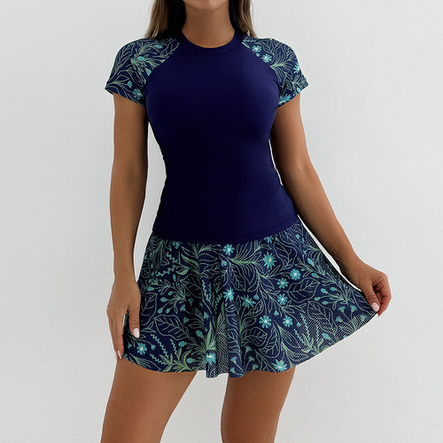 Damen Sportliches Schwimmdress mit floralem Rock EB