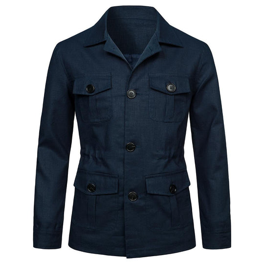 Herren nan Utility-Jacke aus Leinen mit vier aufgesetzten Taschen und taillierter Silhouette EB