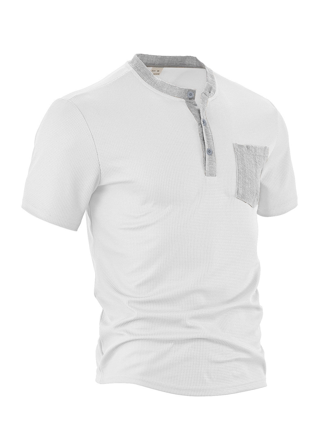 Herren nan atmungsaktives Waffel-Henleyshirt mit Stehkragen kurzer Knopfleiste und aufgesetzter Brusttasche EB