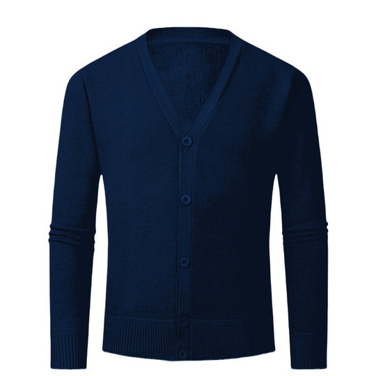 Herren Strickjacke mit V-Ausschnitt und knopflosem Design EB