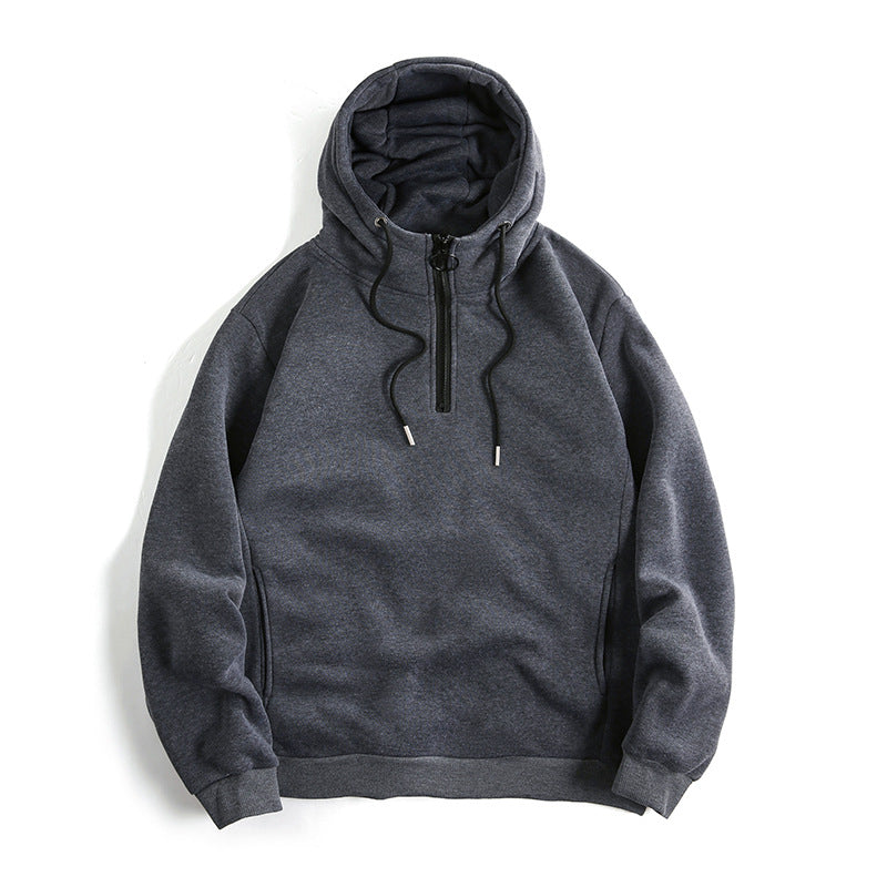 Damen Modischer Kapuzenpullover mit halbem Reißverschluss und weichem Innenfutter EB