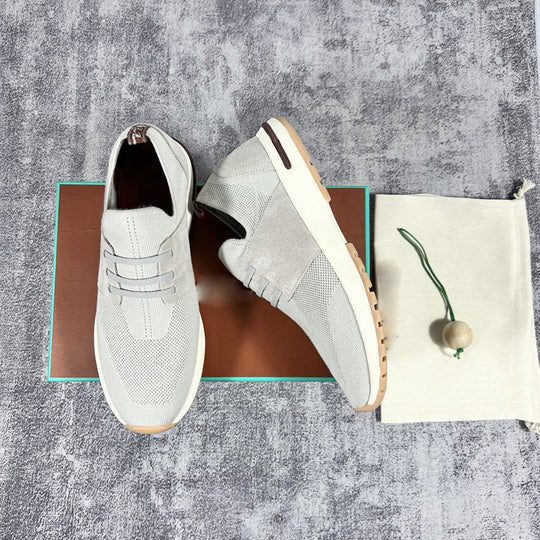 Damen Bequeme Slip-On Sneakers mit elastischer Strickoberfläche und dämpfender Sohle EB