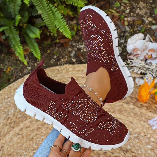 Damen Sportliche Slip-Ons mit funkelnden Verzierungen EB