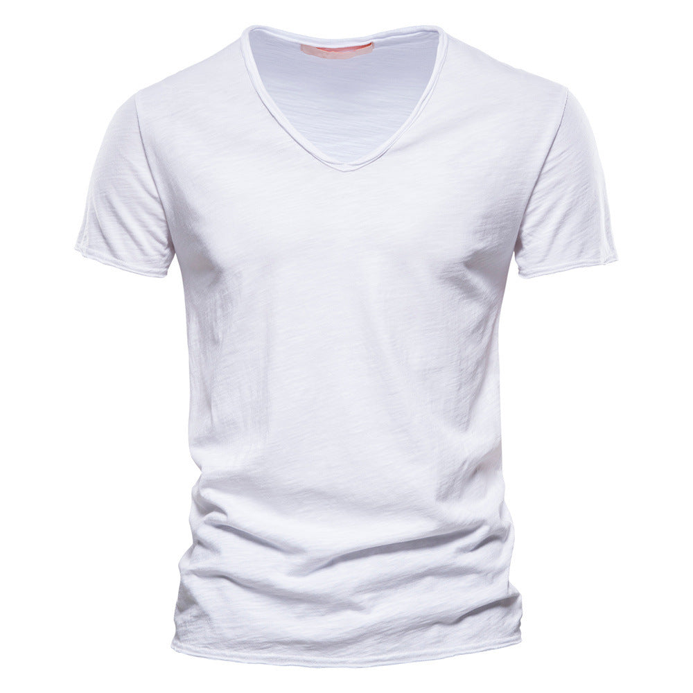 Herren nan leichtes Baumwolljersey Kurzarmshirt mit V-Ausschnitt und schmaler Passform EB