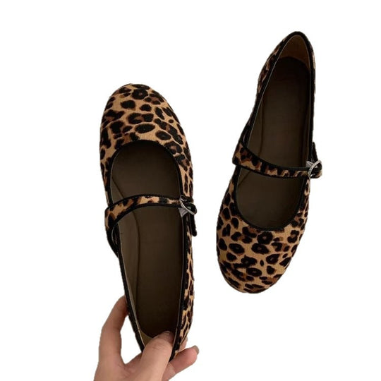 Damen Ballerinas mit modischem Leopardenmuster und praktischem Riemchen EB