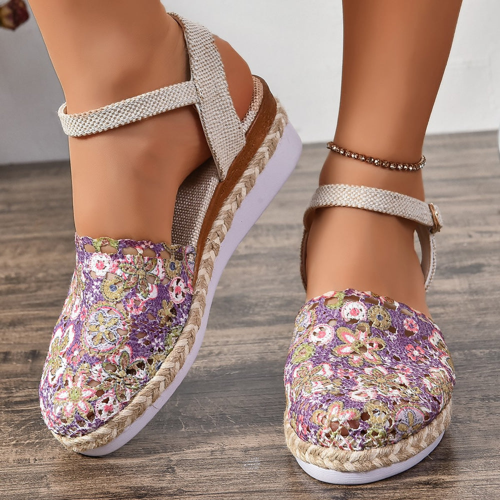 Damen Espadrilles mit elegantem Häkel-Design und komfortabler Sohle EB