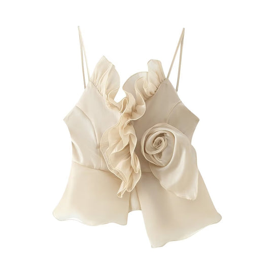 Damen Top mit eleganter Rüsche und schwingendem Saum EB