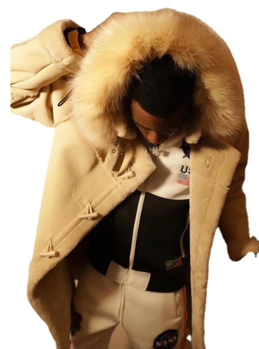 Herren eleganter Parka mit luxuriösem Kunstfellkragen EB