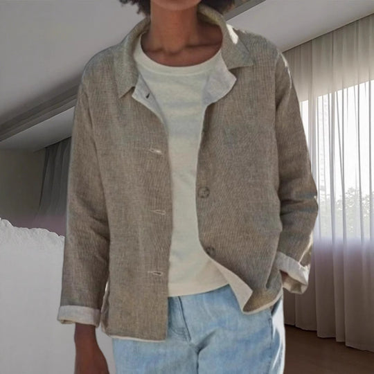 Damen Leichte Überwurfjacke mit strukturiertem Webmuster EB