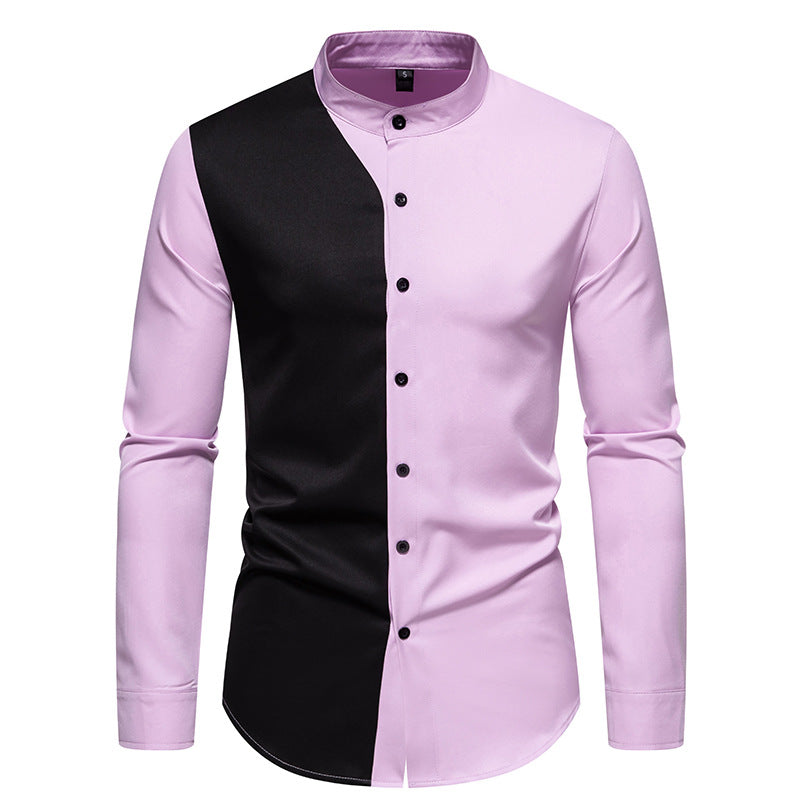 Herren Langarmhemd mit modernem Farbblockdesign Heidi-Mode