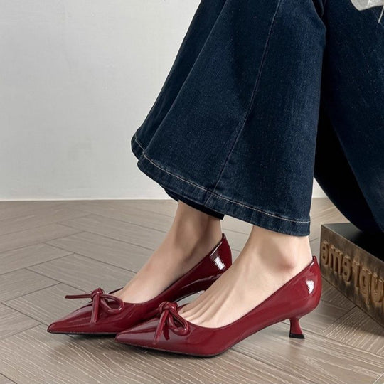 Damen elegante Slingback Pumps mit verspielter Schleifenverzierung EB