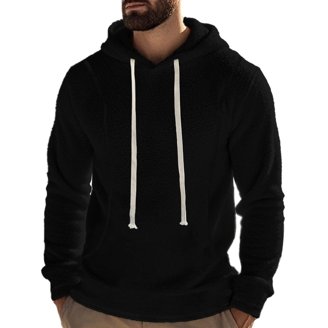 Herren bequemer Fleece Kapuzenpullover mit hohem Kragen und praktischer Kängurutasche EB