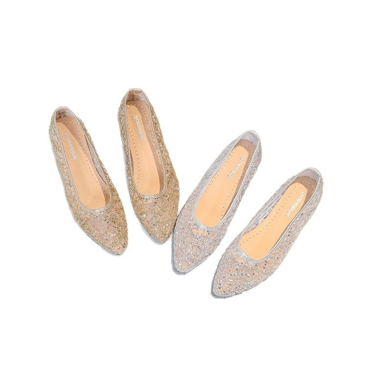 Damen Ballerinas mit funkelnden Verzierungen EB