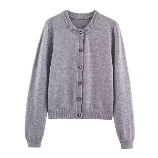 Damen weicher Strickcardigan mit Knopfverschluss und eleganten Rippabschlüssen EB