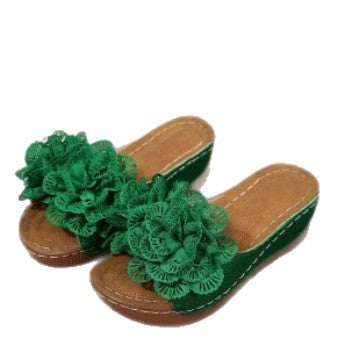 Damen Wedge-Pantoletten mit floralen Applikationen EB