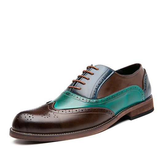 Herren handgefertigte Brogue-Lederschuhe mit mehrfarbiger Patina und perforierten Details EB