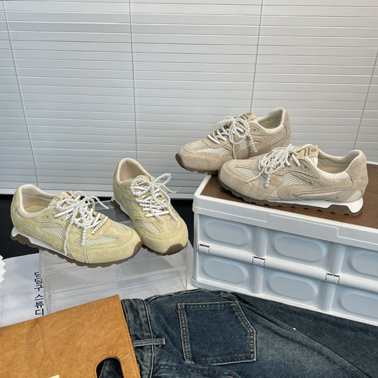 Damen Sportliche Sneaker mit atmungsaktivem Mesh und luxuriösem Veloursleder EB