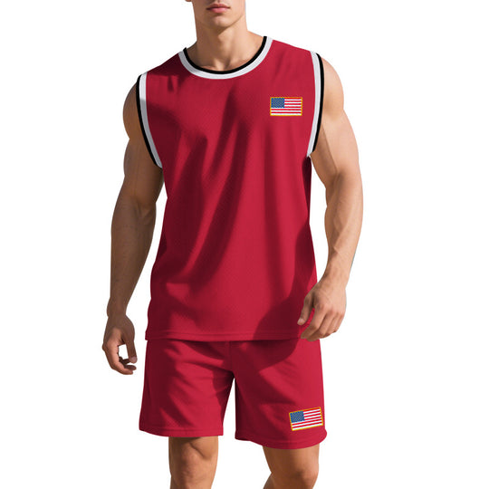 Herren Sportliches Trainingsset mit atmungsaktivem Mesh-Gewebe und modernen Flaggen-Details EB
