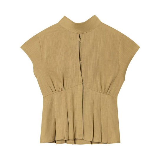 Damen modische Bluse mit asymmetrischem Schnitt und dekorativen Falten EB