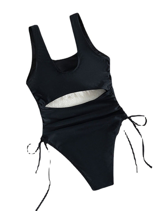 Damen Einteiler Badeanzug mit seitlichen Cut-Outs und Schnürung EB