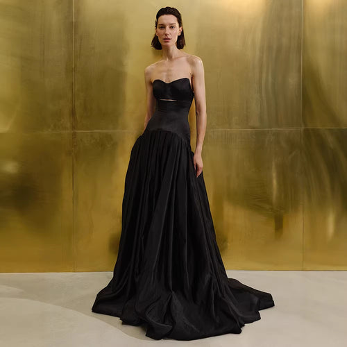 Damen bodenlanges Kleid mit herzförmigem Ausschnitt und raffiniertem Bustier EB