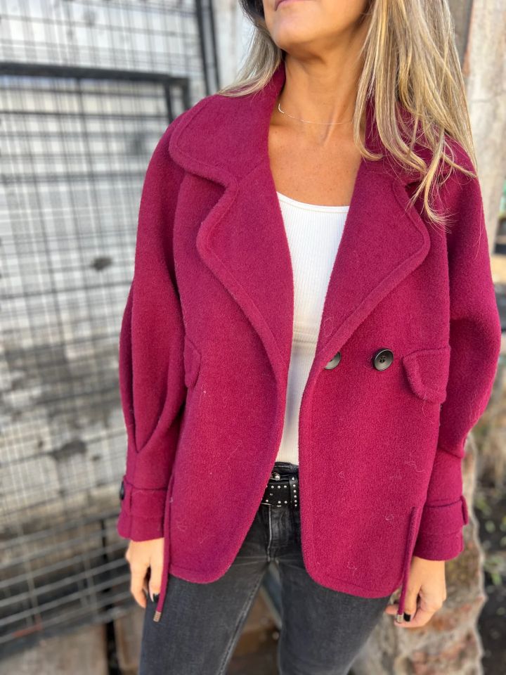 Damen Oversized Nachtjacke aus weichem Wollmix mit praktischen Taschen EB