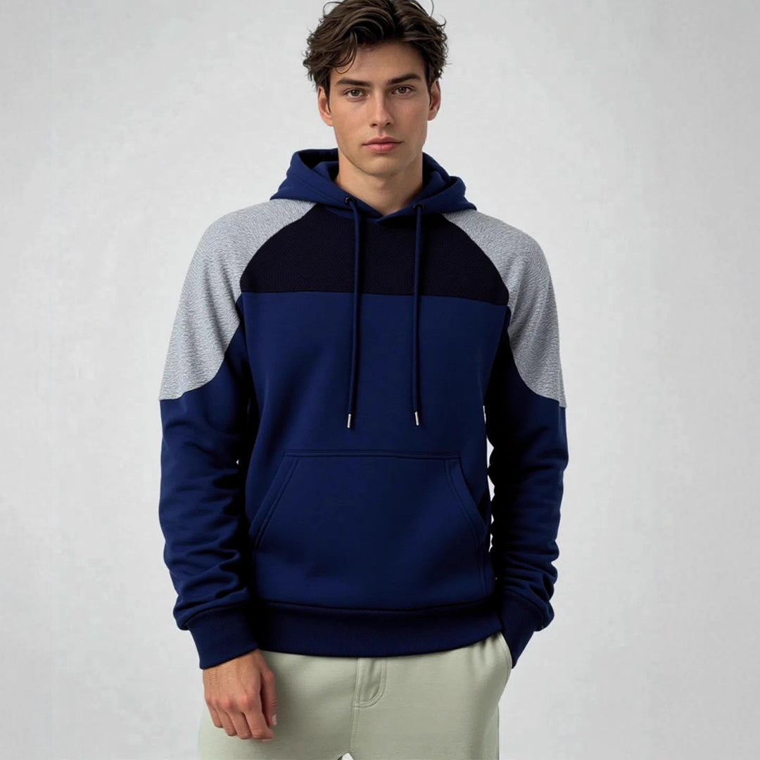 Herren sportlicher Kapuzenpullover mit geometrischen Akzenten und Kängurutasche EB