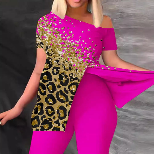 Damen Figurbetonter Jumpsuit mit Off-Shoulder Design und Glamourösen Akzenten EB