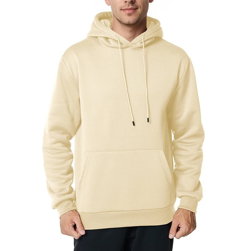 Herren nan minimalistischer Kapuzenpullover mit weichem Fleece-Innenfutter und Kängurutasche EB