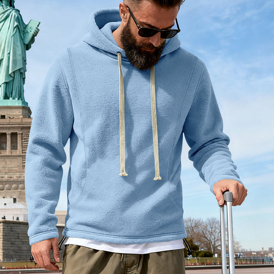 Herren Fleece-Hoodie mit Teddystruktur, Kapuze und entspannter Passform EB
