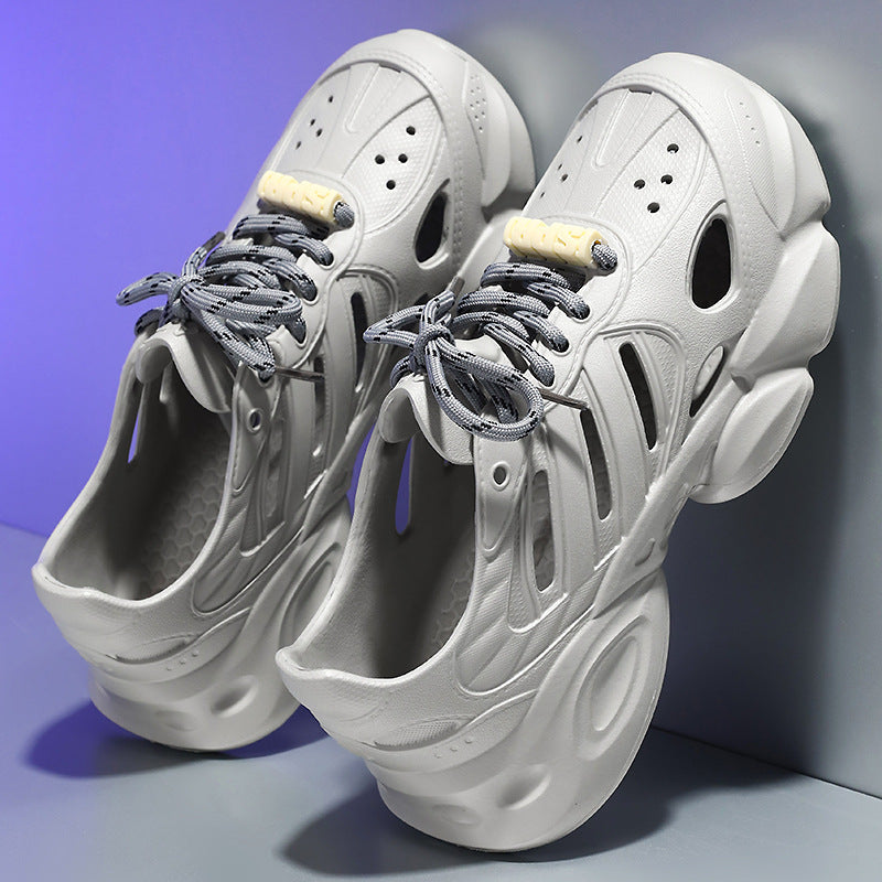Herren nan futuristischer atmungsaktiver Cut-Out Plateau-Sneaker mit stoßdämpfender EVA-Sohle und Schnellverschluss EB